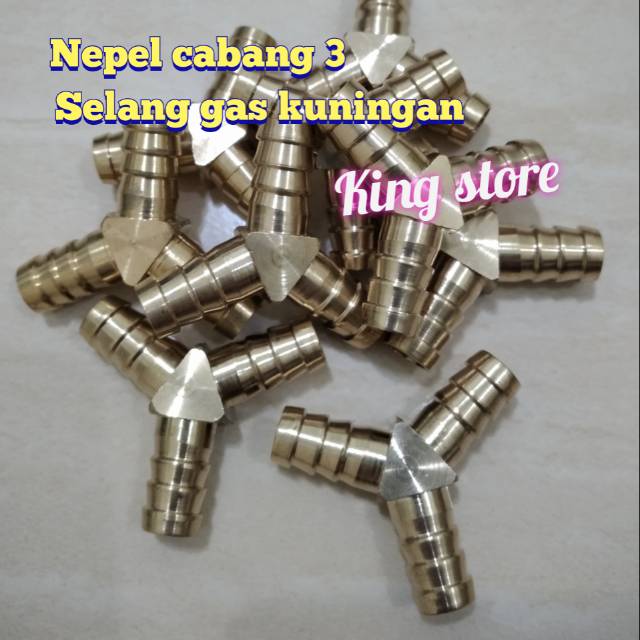 NEPEL CABANG 3/NEPEL T, SELANG GAS KUNINGAN