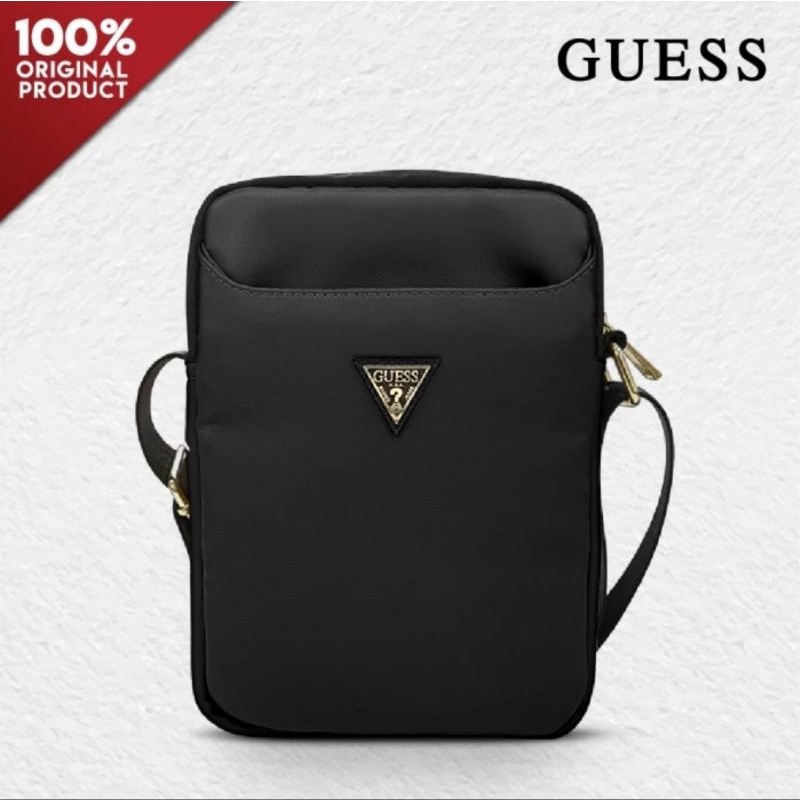 Sling Bag 8" - Guess Nylon Metal Triangle - Tas Selempang - Original