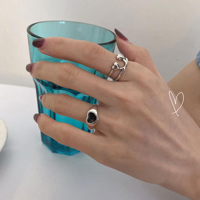 Silver Heart Ring Ring Accessories Korea Personality Simple Fashion Trend