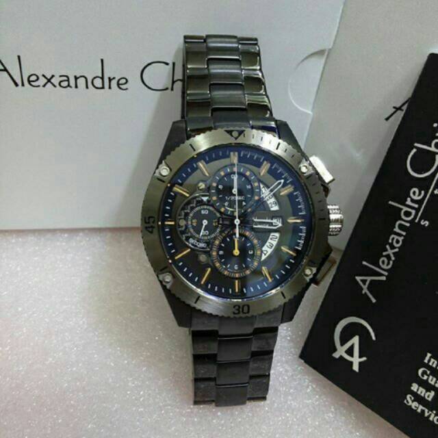 Jam tangan pria - alexandre christie 6465 black original