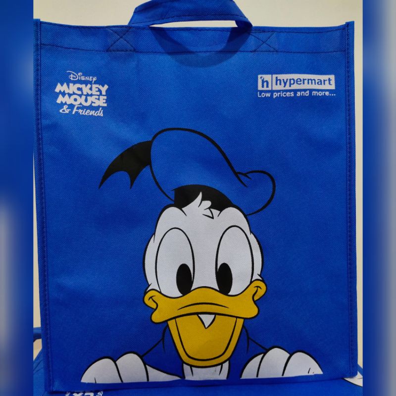shopping bag disney hypermart donald bebek biru