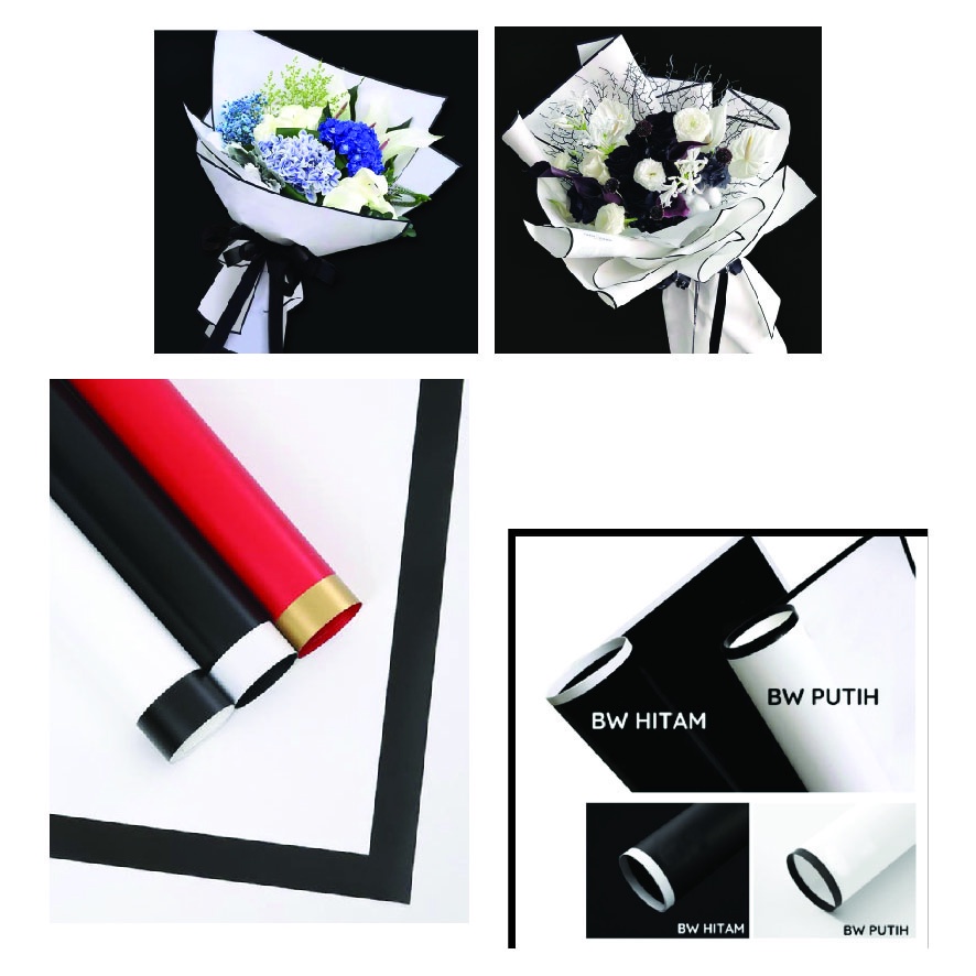 

Flower Paper Wrapping Cellophane List B&W Kertas Buket Premium