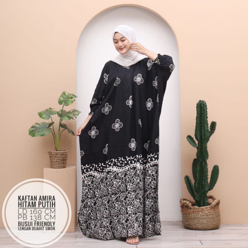 KAFTAN BATIK CAP HITAM PUTIH|GAMIS JUMBO BATIK KAFTAN PEKALONGAN
