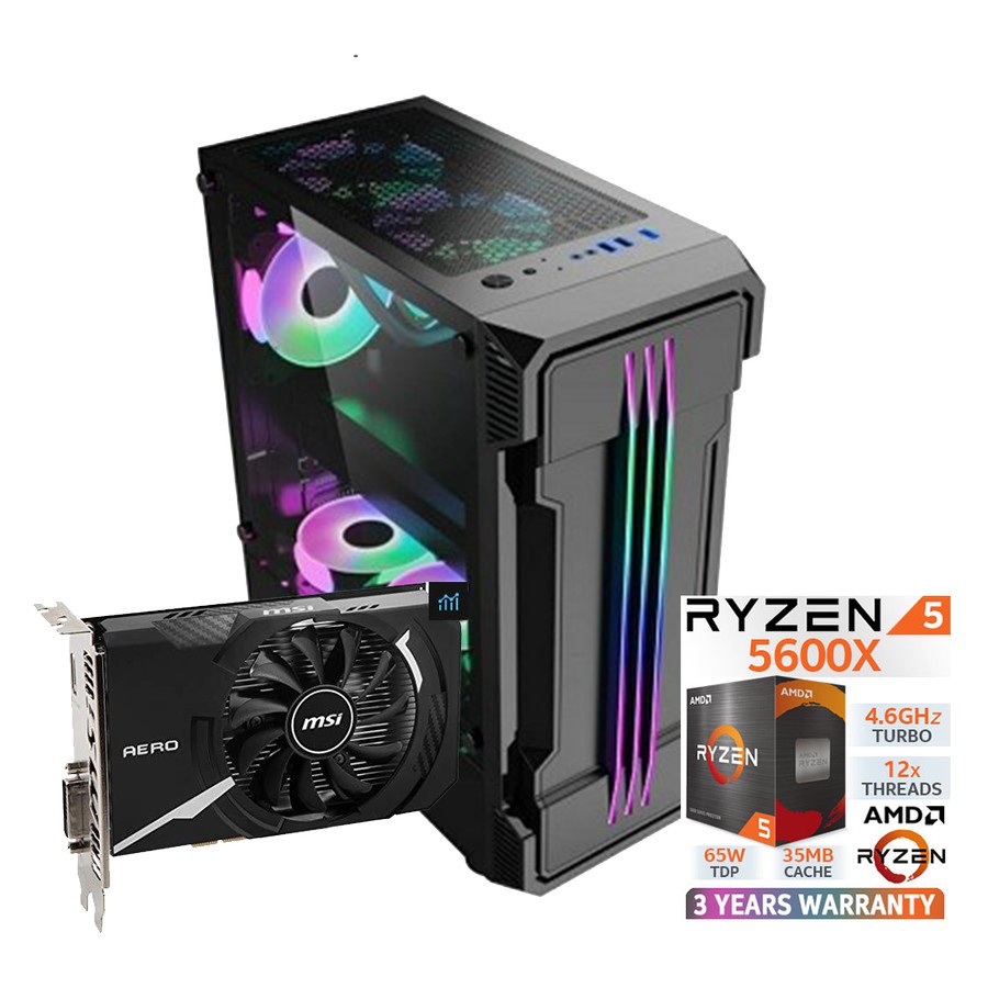 pc gaming editing amd ryzen 5 5600x   gt 1030 2gb   ram 16gb   120gb