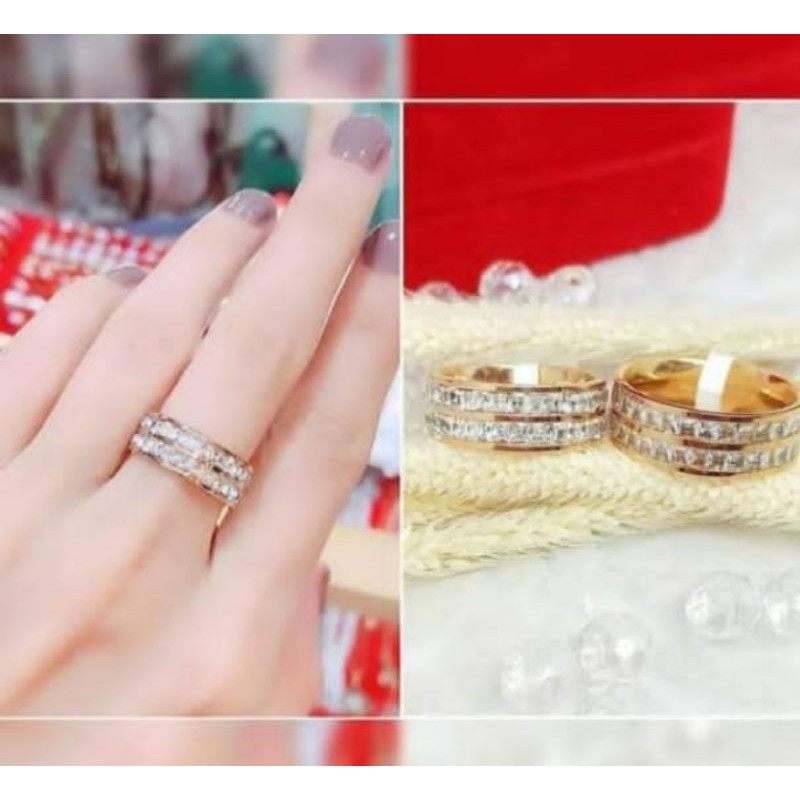 cincin 2 baris diamond titanium