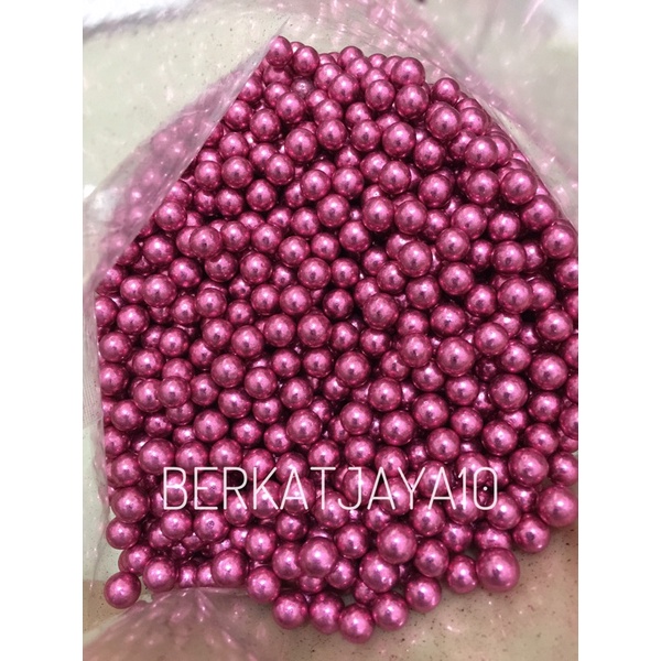 Sprinkle Mutiara Pearl Pink Merah Muda 7mm Edible 20gr Dekorasi Kue