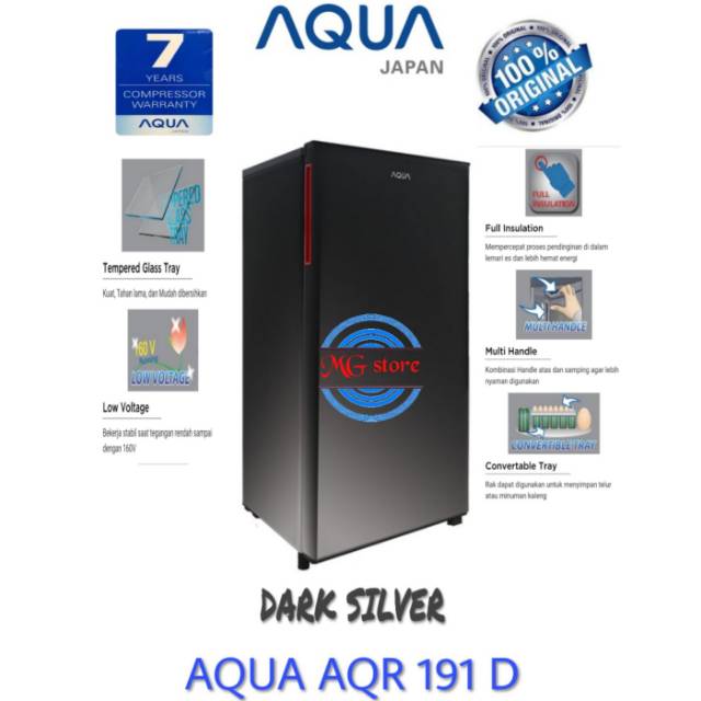 KULKAS 1 PINTU AQUA AQR - 191D NEW DESIGN