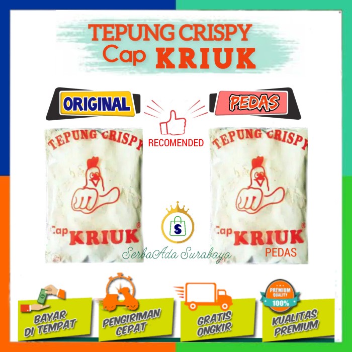 

Tepung crispy asli cap kriuk Rasa original & pedas(harga untuk 5 bungkus)