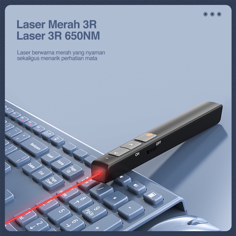 Deli Laser Pointer Sinar Merah Jarak 30 M Presenter Wireless USB Pen Laser Presentasi PPT