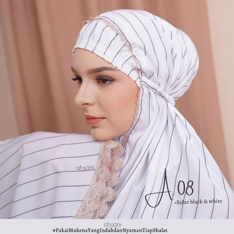 A.08 MUKENA AHSANI MUKENA DEWASA SILKY MOTIF SALUR MUKENAH ADEM NYAMAN PREMIUM AHSANI
