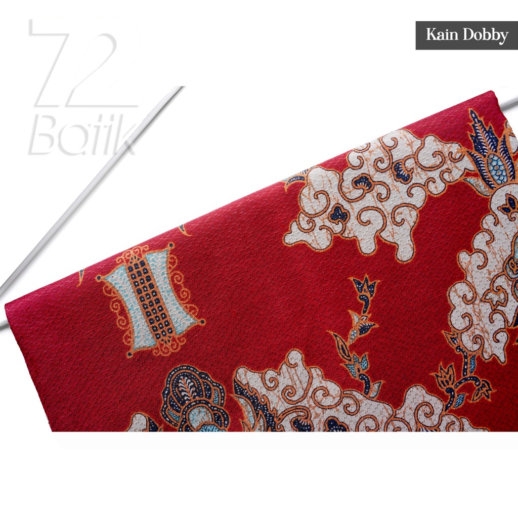 KAIN BATIK PREMIUM Dobby Motif Rumah Adat Warna Merah Abang Putih Dolbi Dobi Doby 725016 Cap 72 Jarik Jarit Samping Kebat Panjang Batik Dobby Modern Premium Bahan Seragam Batik Pernikahan Kantor Keluarga Murah Kamen Jadi Batik Bali Lembaran