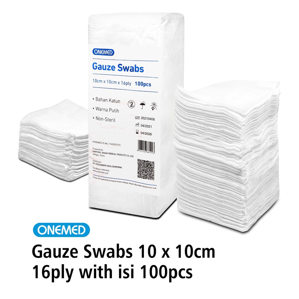 Kasa Lipat Gauze Swabs 10x10cm 16ply OneMed Pak isi 100