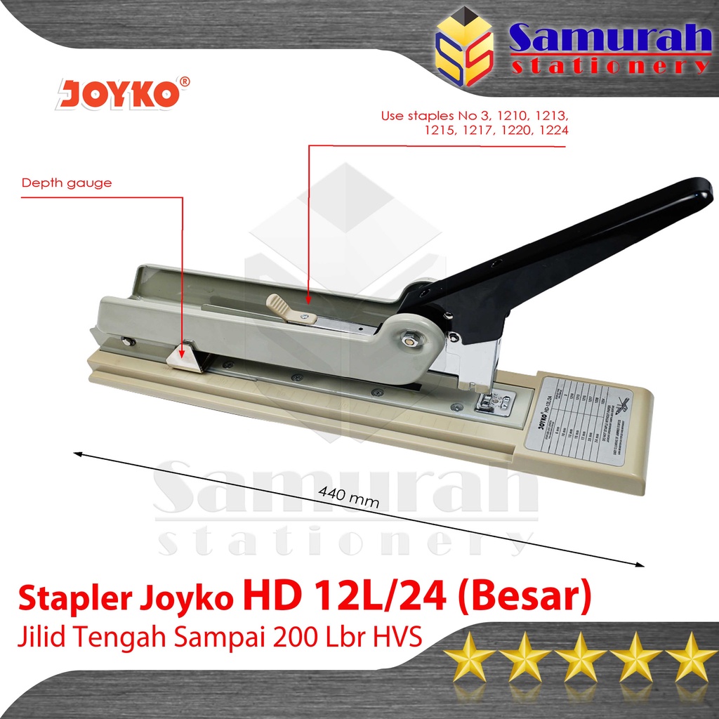 

Stapler Joyko HD-12L/24 Besar / Mesin Staples Jilid HD 12L 24 Panjang / Alat Strapler Heavy Duty Tengah Buku sampai 250 Lembar HVS