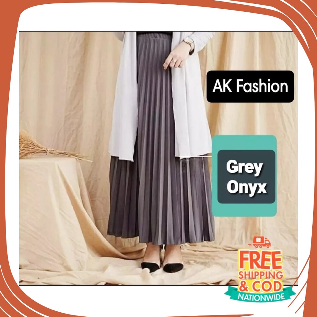 Plisket Jins Dnim MEkar biru merah hitam kuning hijau putih abu /  AK - ROK PLISKET PREMIUM 256A BAH