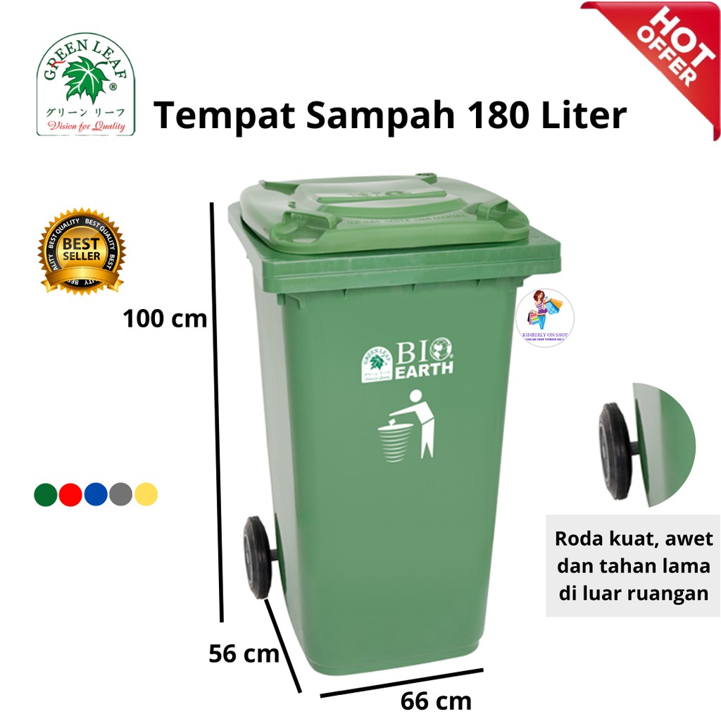 Tong sampah BIO Dustbin 180 liter green leaf 2318