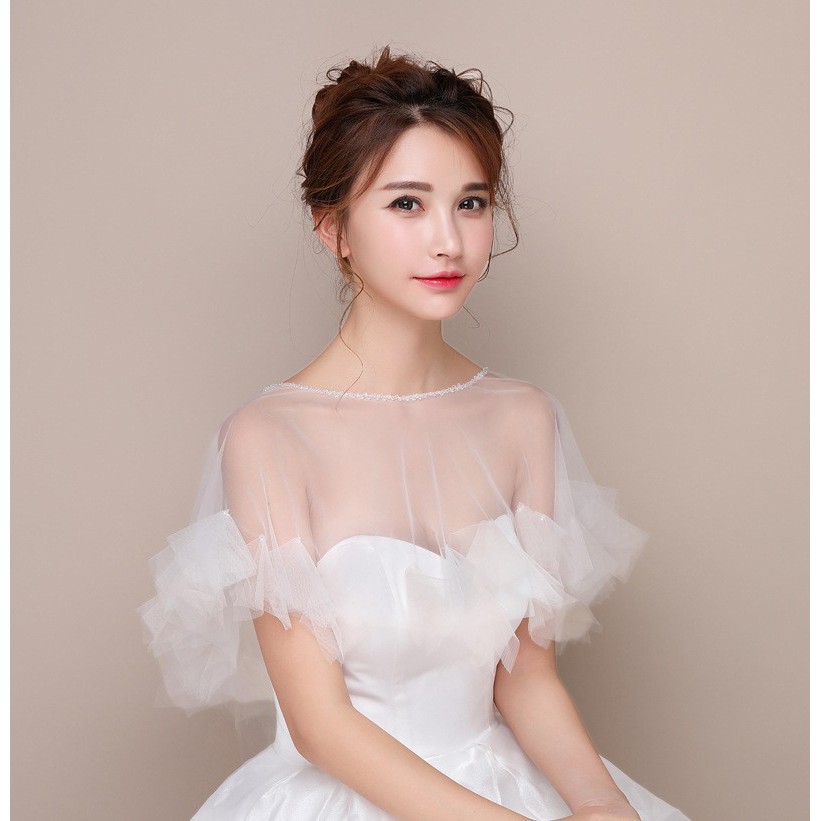 VE-10 wedding dress cape bolero gaun pengantin transparan luaran atas