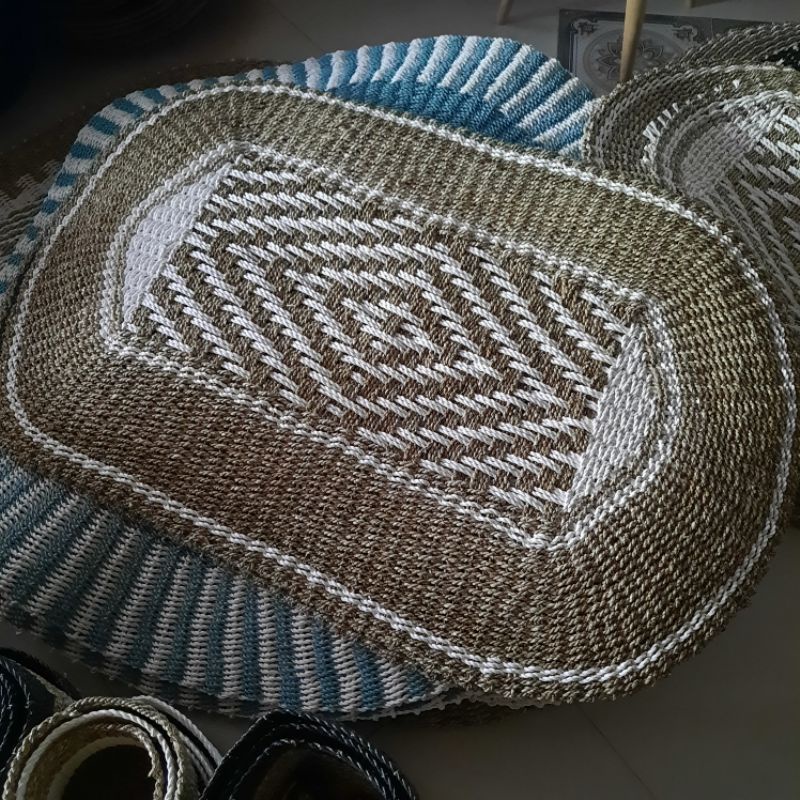 Rug Seagrass Oval 150*100cm / Karpet Oval / Karpet Seagrass / Rug Seagrass Mix