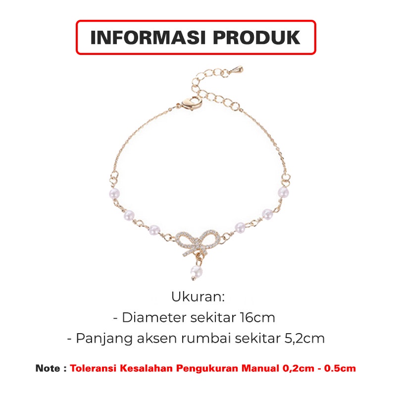 Gelang Titanium Wanita Anti Karat Motif Pita Mutiara Kecil Aksesoris perhiasan Fashion style korea GLG9