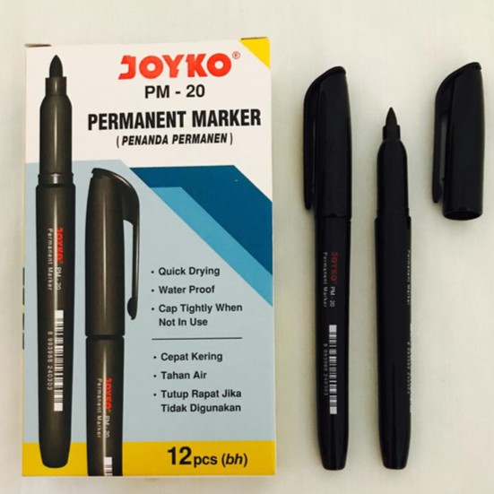 [ ECER ] Joyko Spidol Permanent Marker / Joyko PM-20 Hitam | Shopee