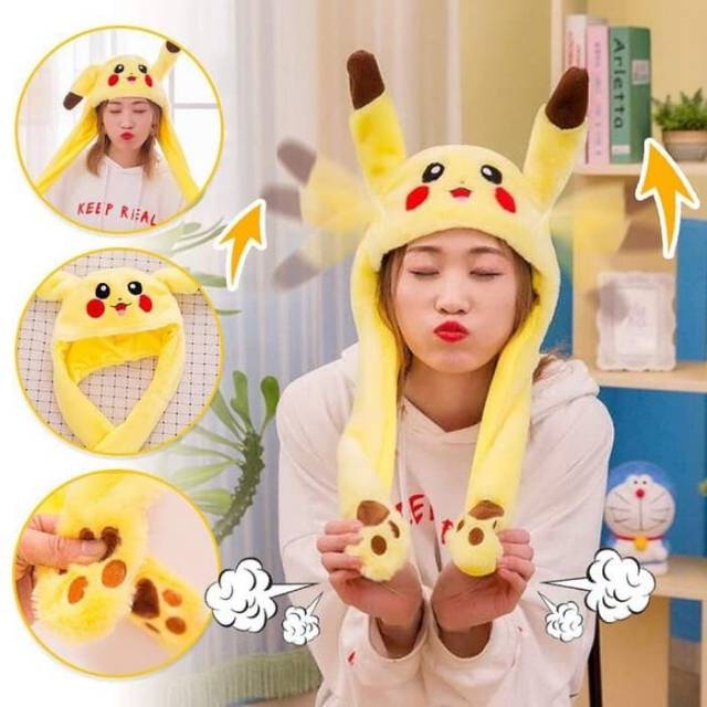 Topi Dancing Unicorn Pikachu Hat LEd Rabbit Bunny Tiktok telinga bergoyang KPOP