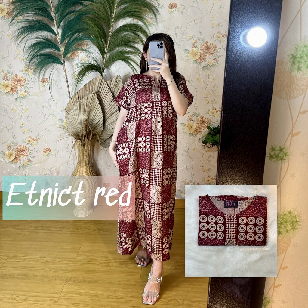 PART1 NCDY HOMEWEAR DASTER PANJANG SEMATA KAKI LD 130cm BUSUI FRIENDLY JUMBO-Etnict red
