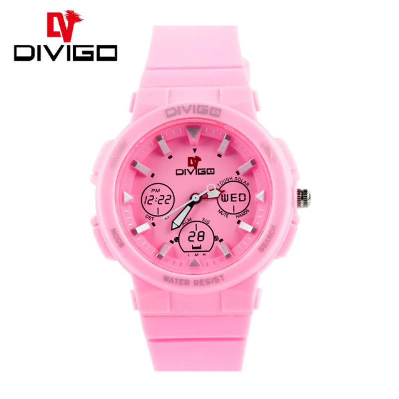 (Cod)Jam Tangan Wanita Fashion Divigo crono3 Water Resist/Anti Air Strap Rubber/Karet(Dikirim Jakarta)