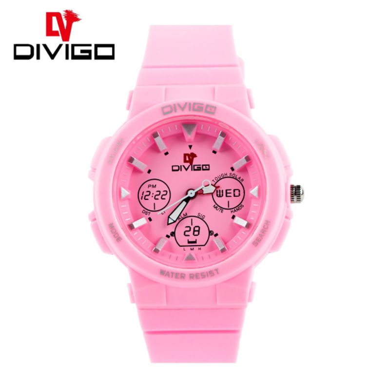 (Terima Cod)Jam Tangan Wanita Fashion Divigo Crono3 Anti Air/Water Resist Strap Rubber/Karet(Dikirim Jakarta)