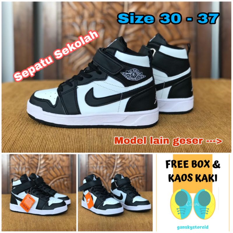 SEPATU ANAK SEKOLAH HITAM  PREMIUM HIGH QUALITY SEPATU ANAK NIKE JORDAN LAKI LAKI SEKOLAH HITAM