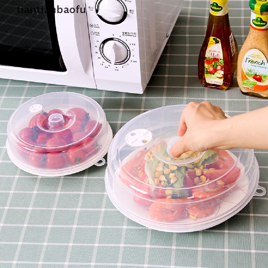 [tiantianbaofu] Plastic Microwave Food Cover Clear Lid Safe Vent Kitchen Tools Home Accessories Boutique