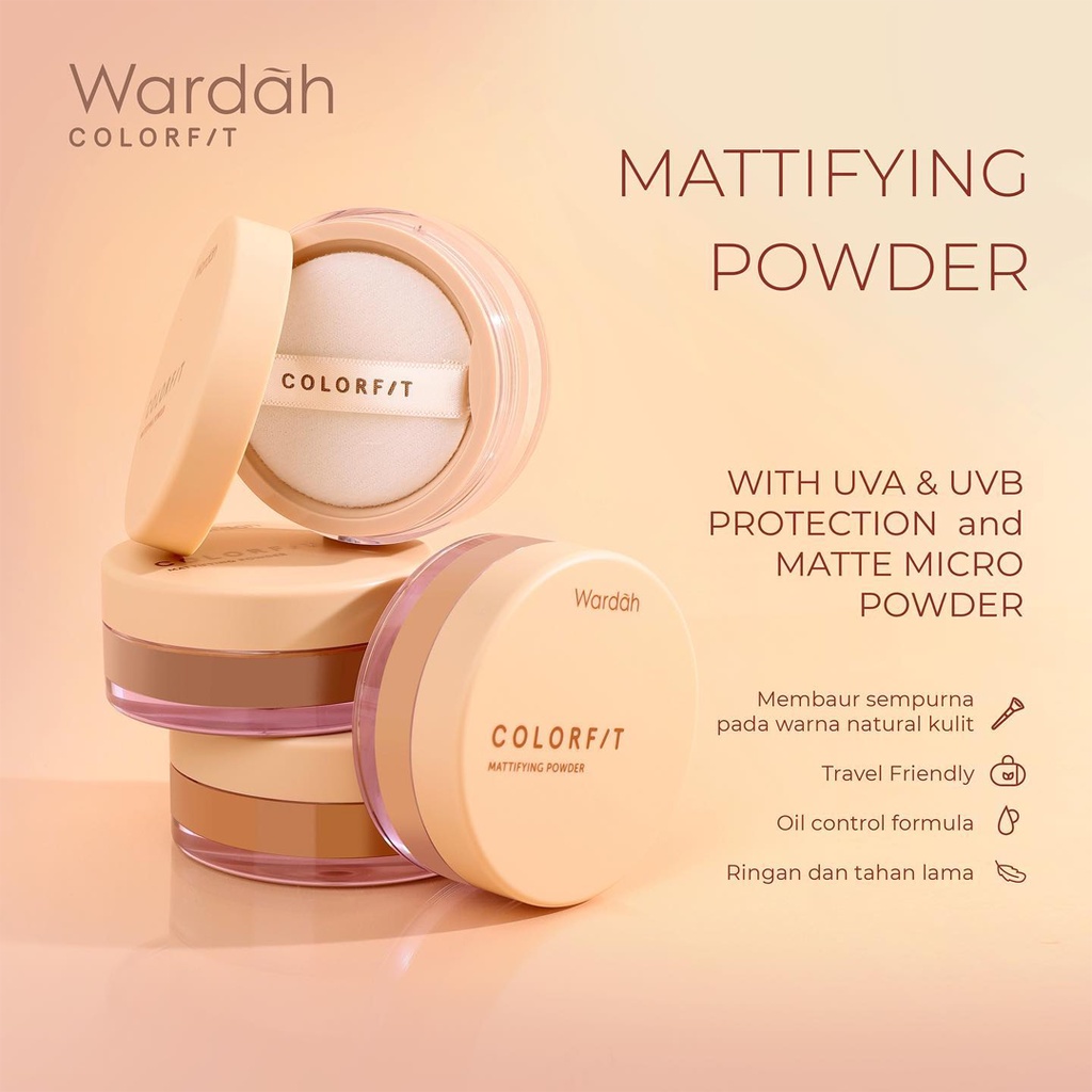 ❤ BELIA ❤ WARDAH Colorfit Mattifying Powder UV A/B Protection 15g | Bedak Tabur Matte