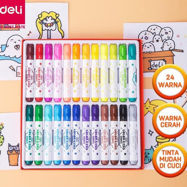 

Pendrawing- Deli Ec10420 Spidol Warna Washable 1.0-5.0Mm 24C -Drawing-Pen.