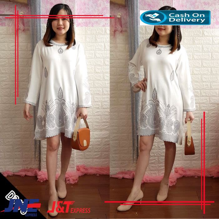 dress putih bordir dres fashion atasan wanita lucu korea BM356