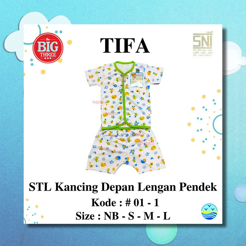 TIFA Setelan Baju Kancing Depan Bayi bahan katun lembut ukuran Newborn S M L