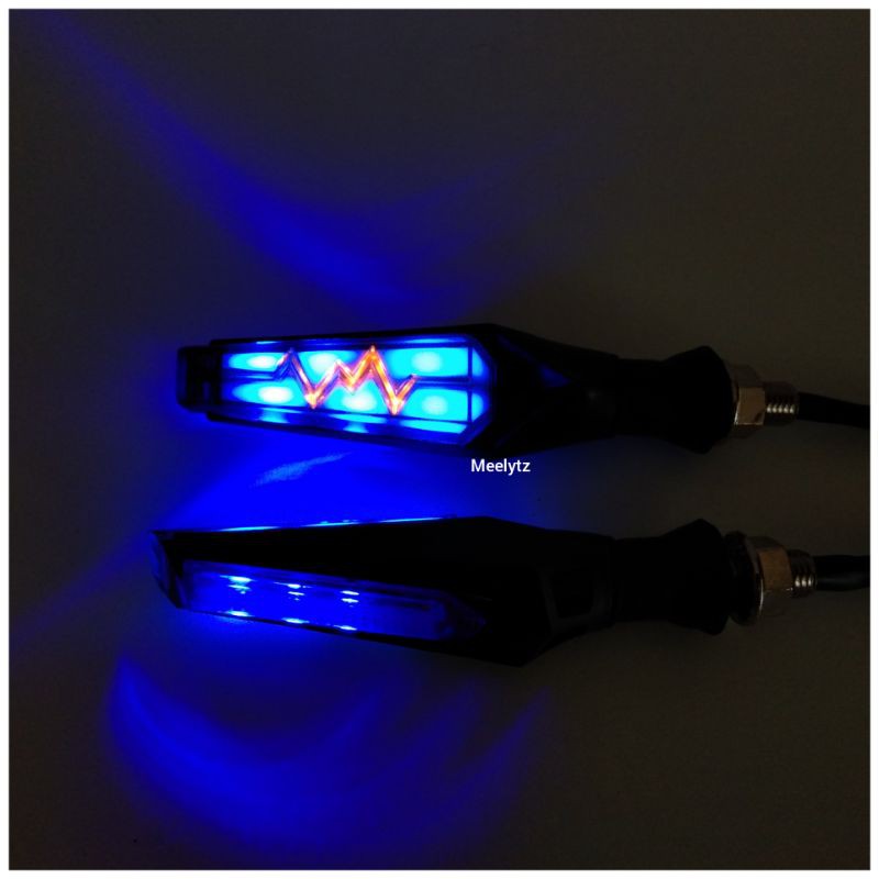 Lampu LED sein running 2 warna senja 2 sisi biru sein running DJ universal waterproof