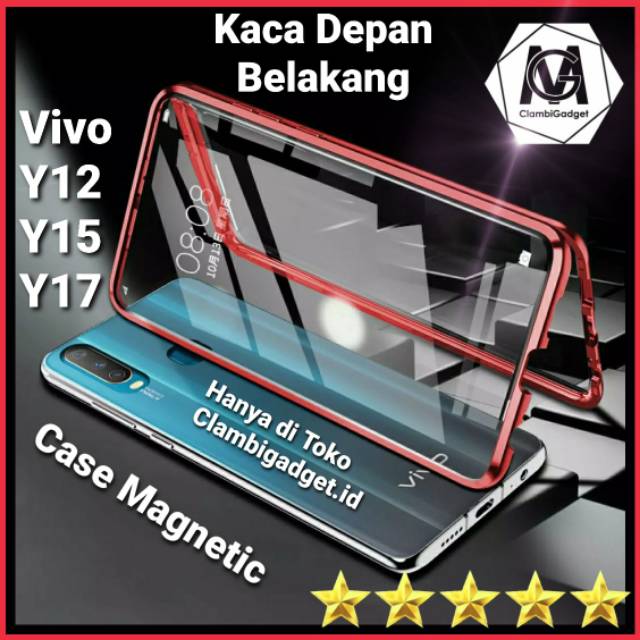 Casing Case Vivo Y12 Y15 Y17 Magnetic Double Side Glass Magnetik Magnet 2in1 COD Kaca Tempered Hard 