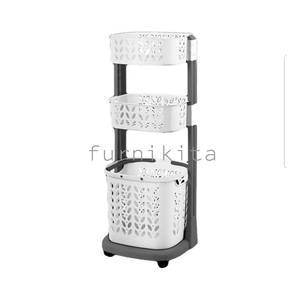 HJK Laundry Basket ROVEGA Rak Keranjang Baju ROVEGA Susun 3 RLB 300