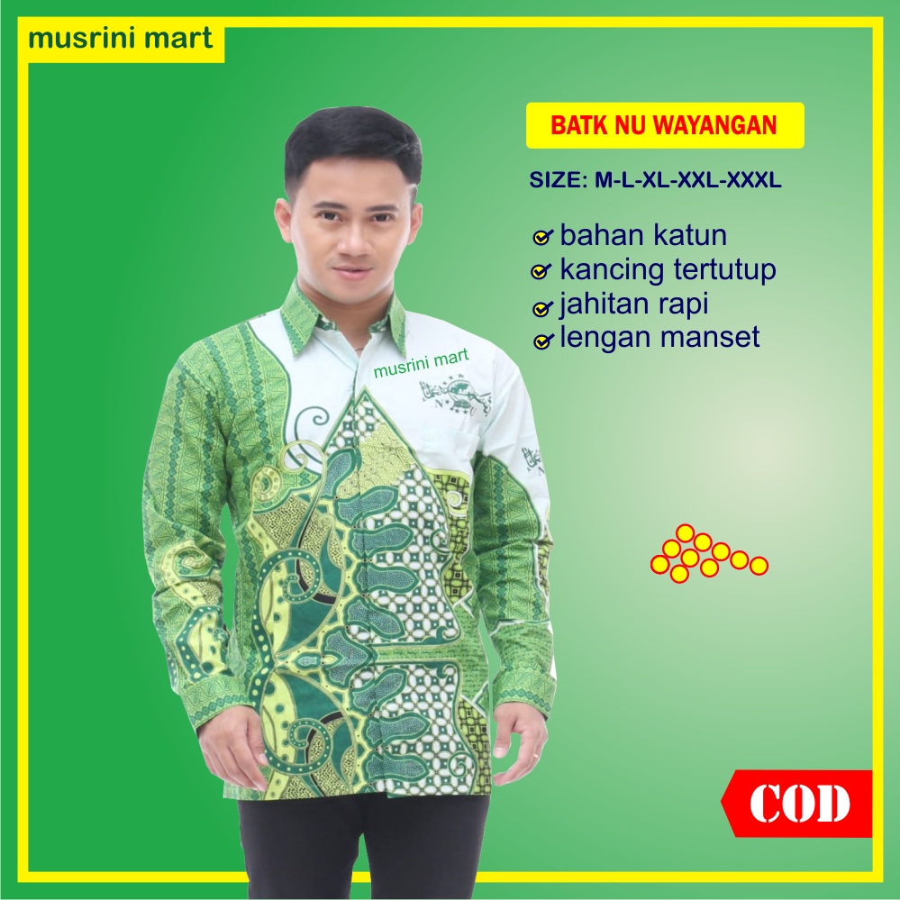 BAJU BATIK NU MOTIF WAYANGAN KEMEJA NU NAHDLATUL ULAMA JAWA TENGAH TERBARU MUSRINI MART