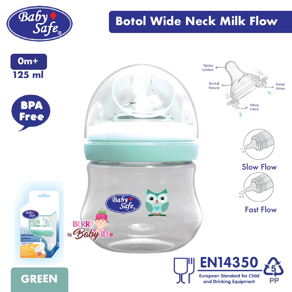 Baby Safe Bottle Milk Flow System Botol Susu Bayi Wide Neck 125 250 ml Berry Mart