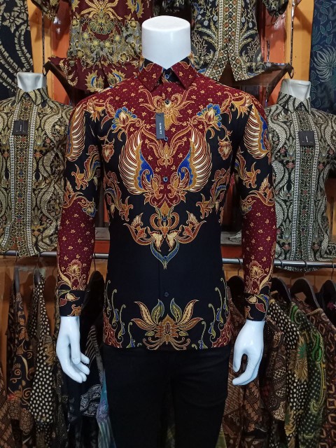 Atasan Kemeja Batik Pria Lengan Panjang Perwira By Kanaya Full  Bahan Katun Halus