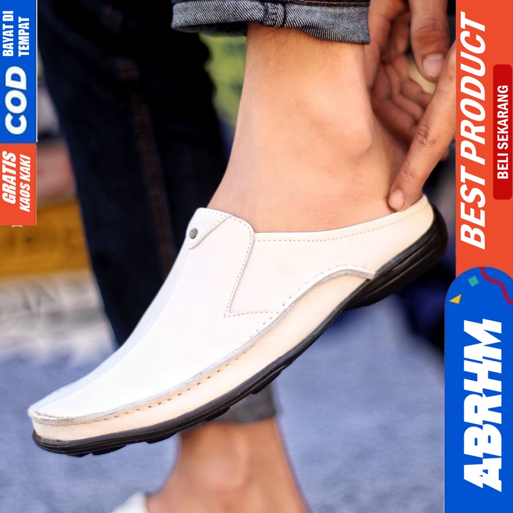 Sepatu Sandal Casual Kulit Asli Bustong Tutong Sendal Slop Original Murah Terbaru Kekinian