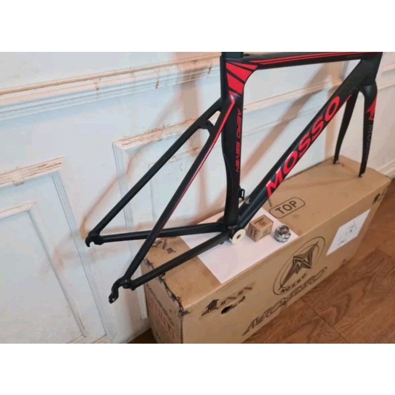 Frame Roadbike Mosso 739SCA Aero Seven Size 490mm Warna Hitam Merah . Rangka Sepeda Balap Road Bike 739 SCA Size Ukuran 49cm 490 mm