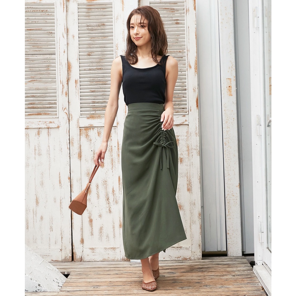 rok skirt korea/rok hitam panjang/rok wanita kekinian/Midi Maxi Skirt/Rok Serut Casual