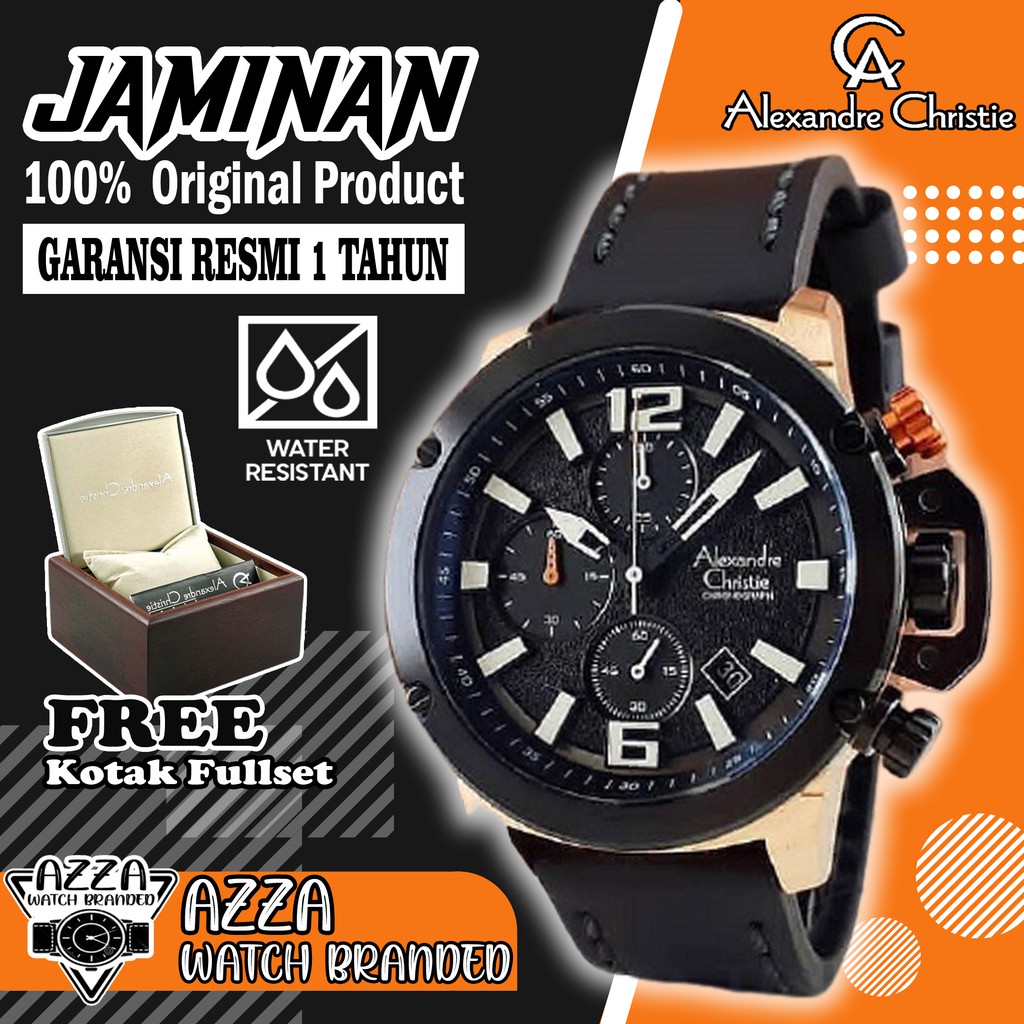 Jam Alexander Christie Pria Jam Tangan Pria Alexandre Christie Pria Original AC 6487 Kulit