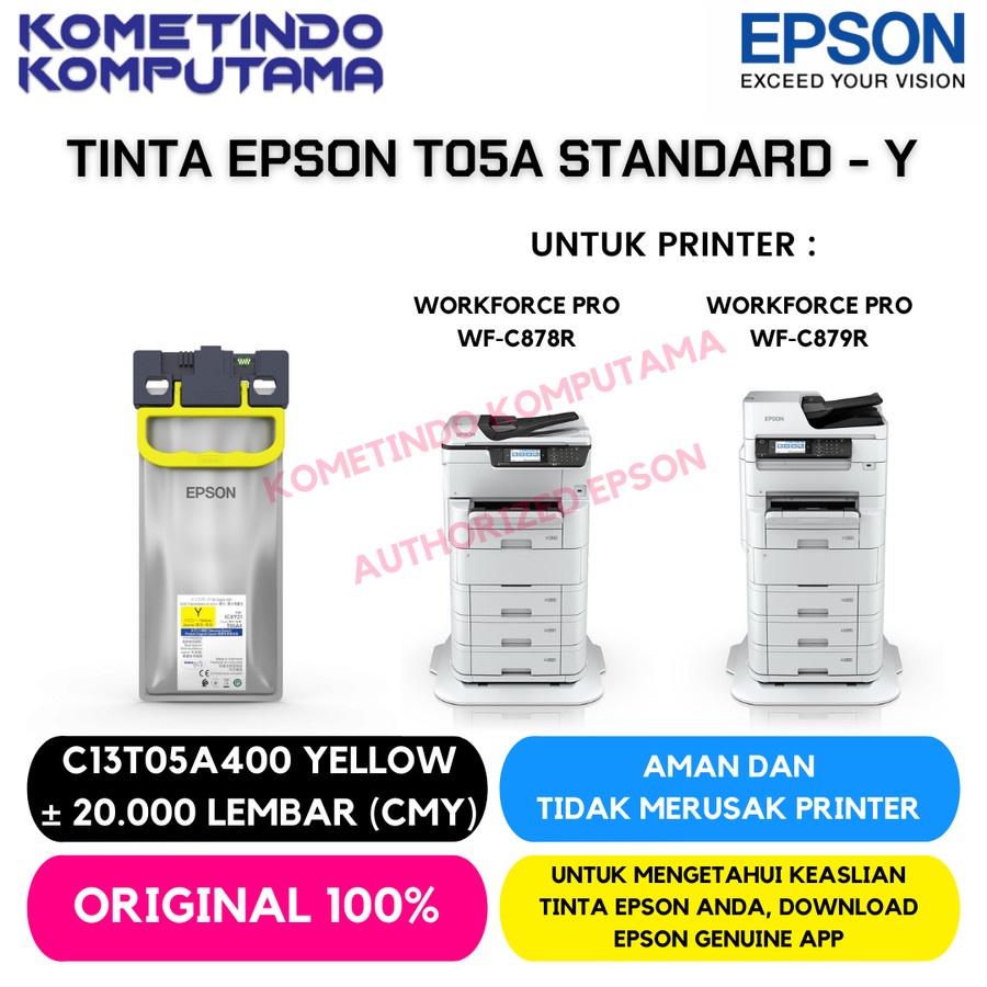 CARTRIDGE HOPKINS EPSON WF PRO C878R C879R INK PACK YELLOW C13T05A400 ORIGINAL