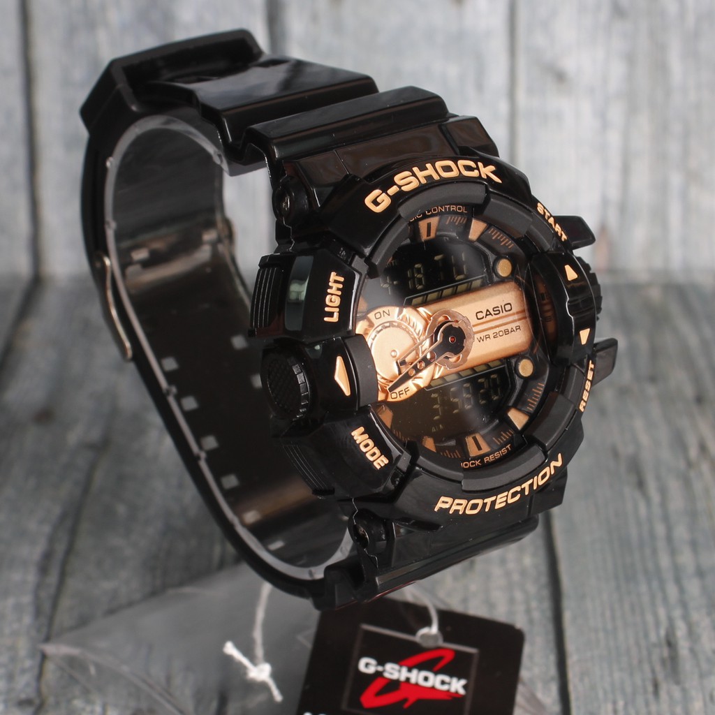 SALE MURAH  Jam Tangan CASIO G-Shock Gmix GBA400 Black Rosegold Hitam Dual time digital