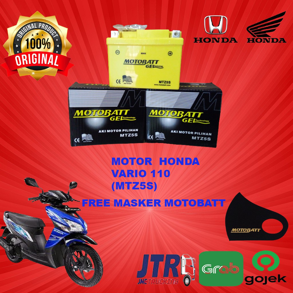 aki kering motor HONDA VARIO 110 motobatt GEL MTZ5S ORIGINAL ASLI