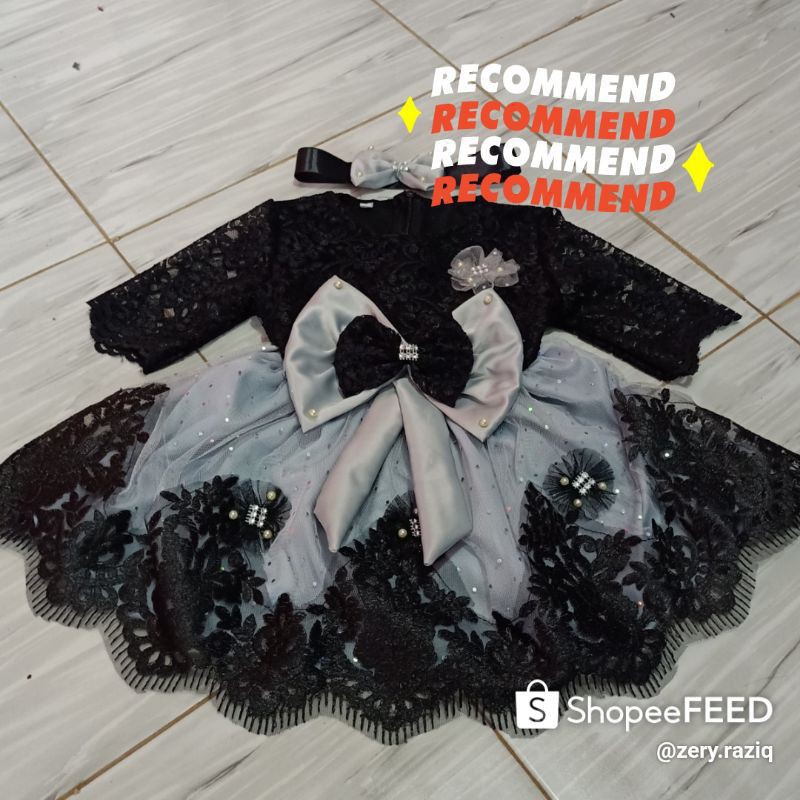 RARA GAUN PESTA ANAK PEREMPUAN BAHAN BRUKAT DAN TILE SPINGKLE