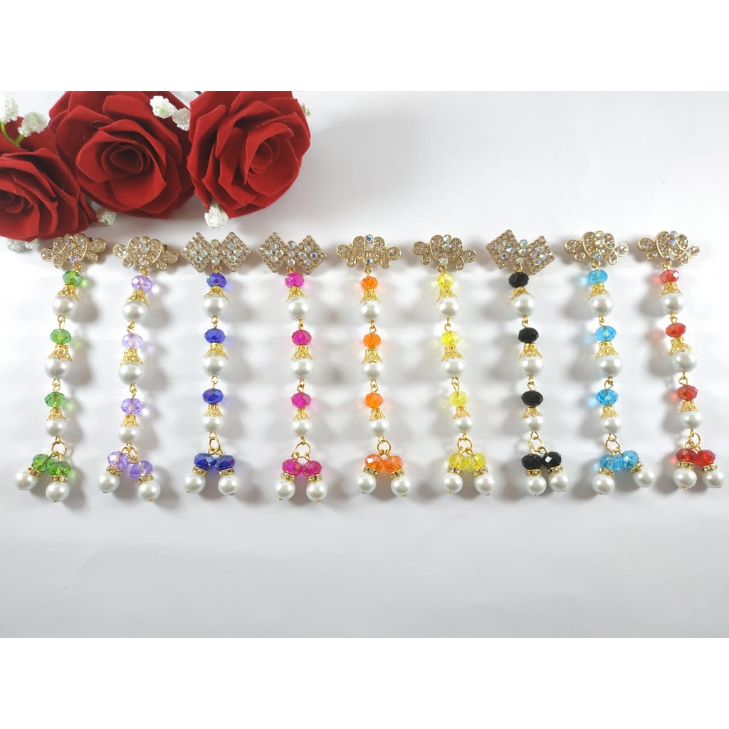 Bros dagu hijab /bros jilbab fashion wanita muslim kristal Juntai mutiara  By Tokopelanginicer