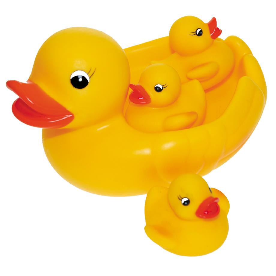 [K8810] Mainan Anak Bayi Mandi Ibu dan 3 Anak Bebek Karet Kuning Bunyi Citcit - Baby Kids Bath Toys Yellow Duck