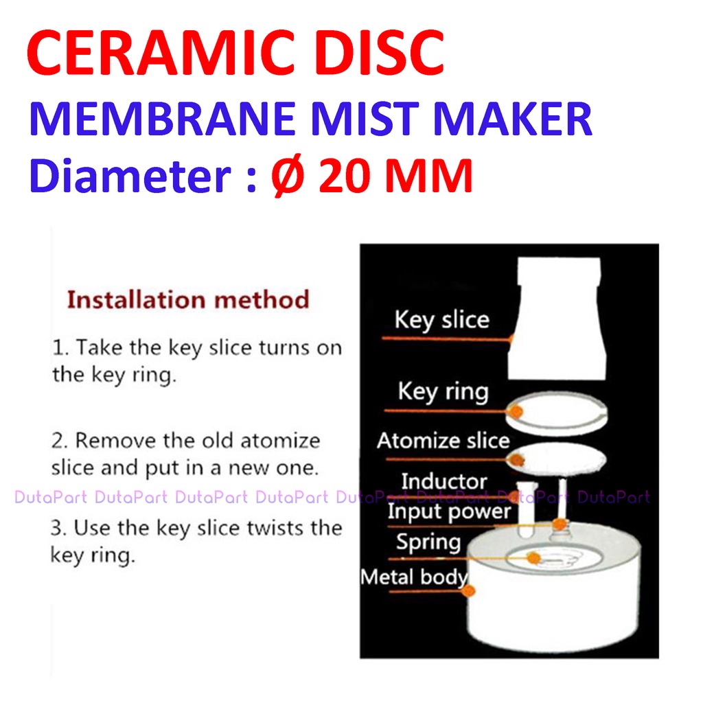 Membran Mist Maker 20mm Ceramic Disc Disk Mata Mesin Kabut Humidifier